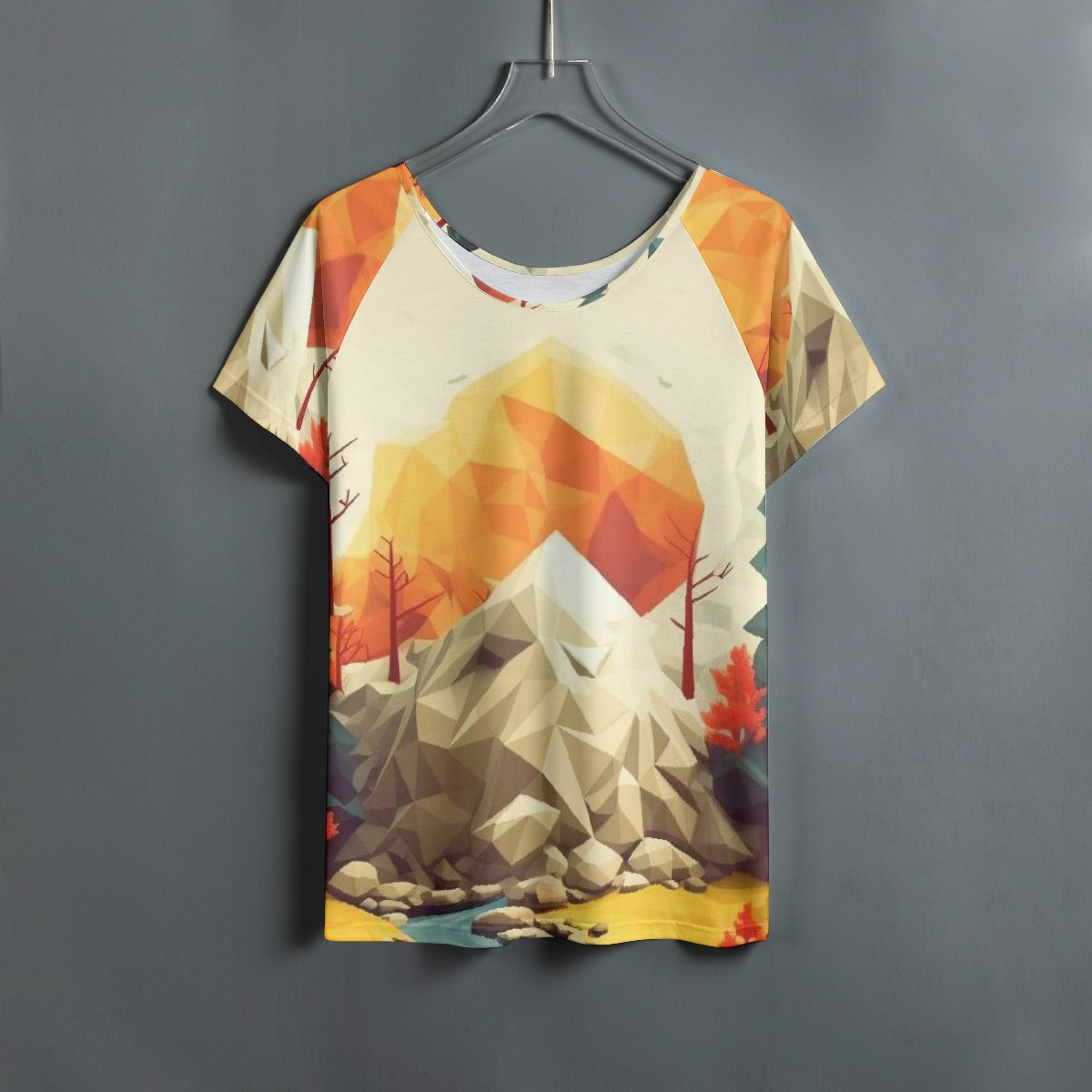 All-Over Print Women's Round Neck T-shirt With Raglan Sleeve