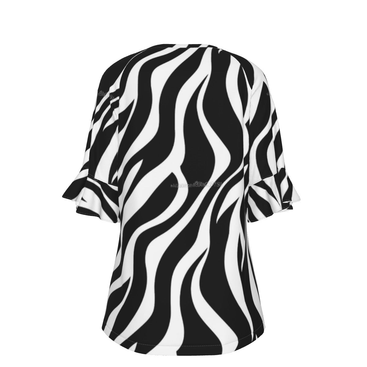 All-Over Print V-neck Women's T-shirt With Bell Sleeve