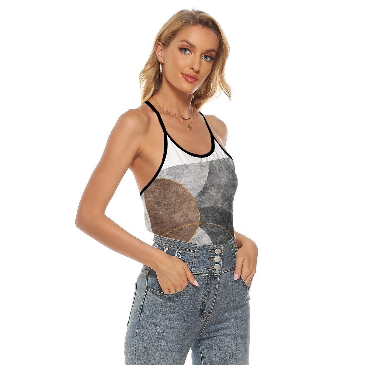 All-Over Print Women's Criss-Cross Open Back Tank Top