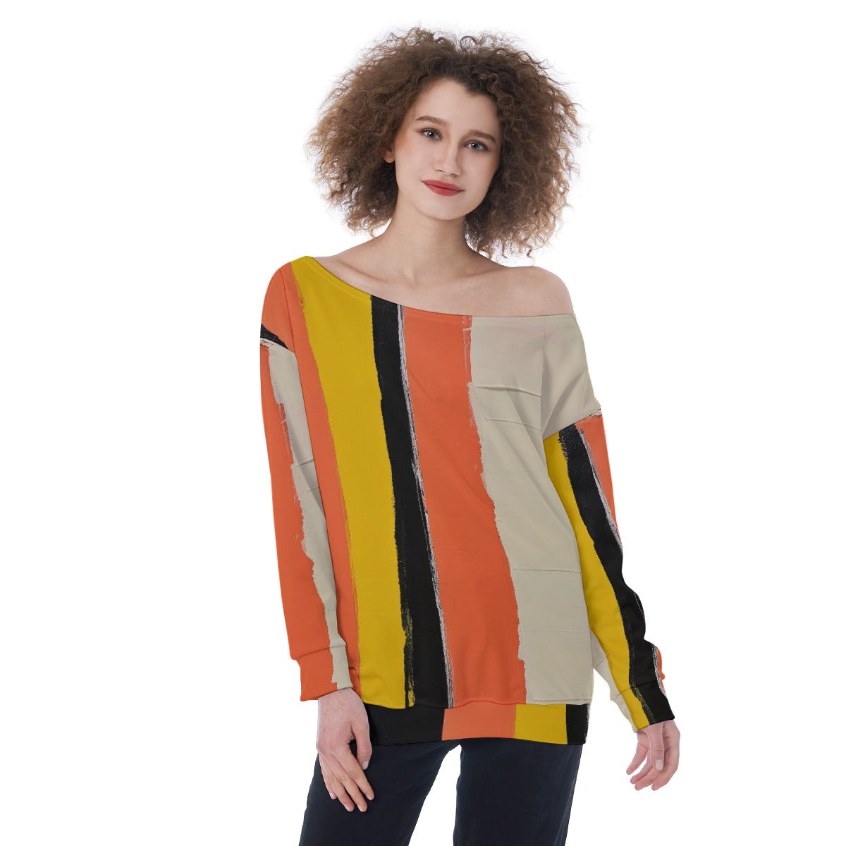 All-Over Print Oversized Women's Off-Shoulder Sweatshirt