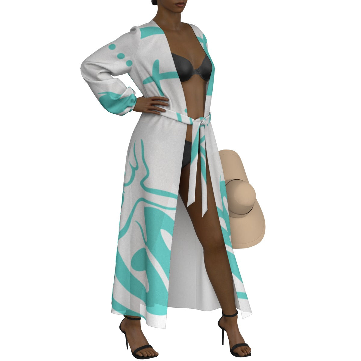 All-Over Print Women's Lace-up Chiffon Robe