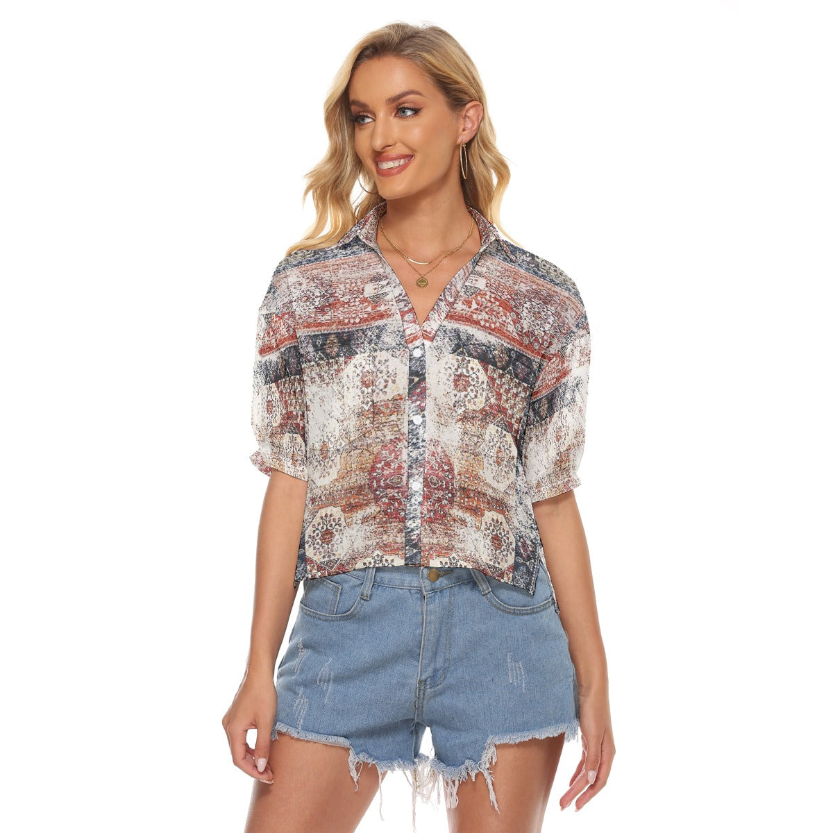 All-Over Print Women's V-neck Shirts