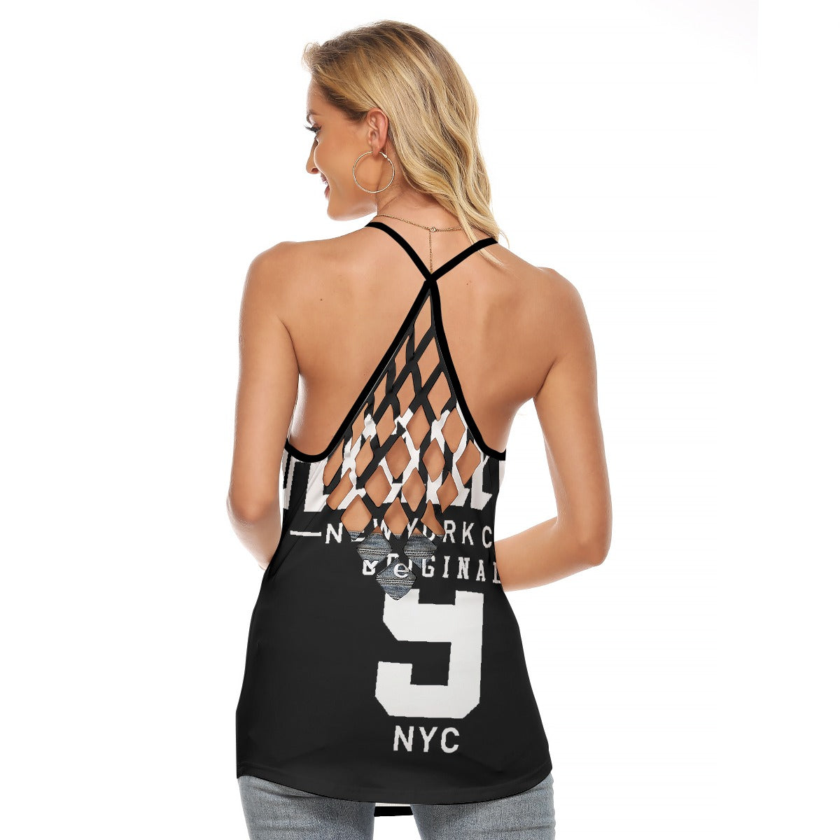All-Over Print Women's Criss-Cross Open Back Tank Top