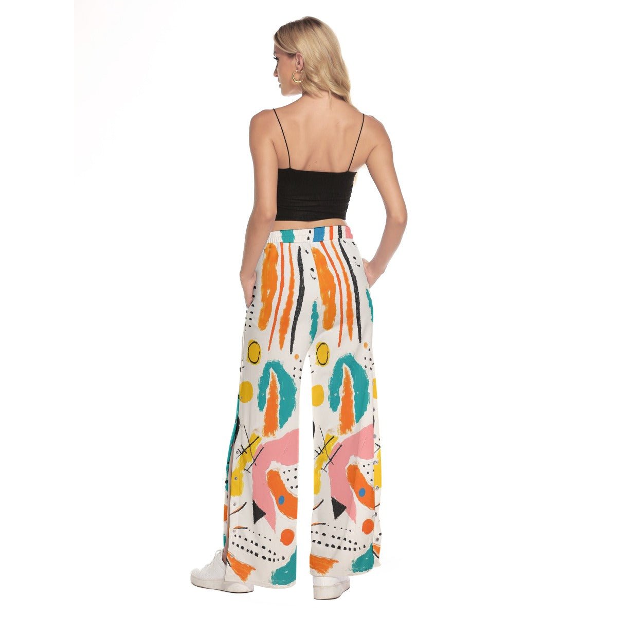 All-Over Print Women's Side Slit Snap Button Trousers