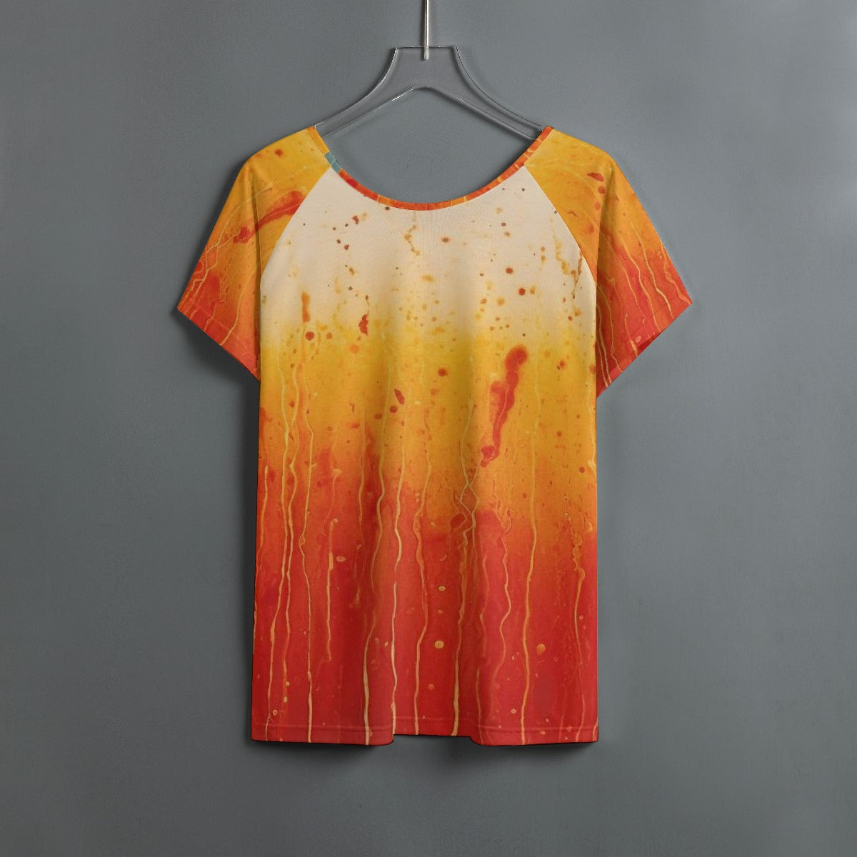 All-Over Print Women's Round Neck T-shirt With Raglan Sleeve