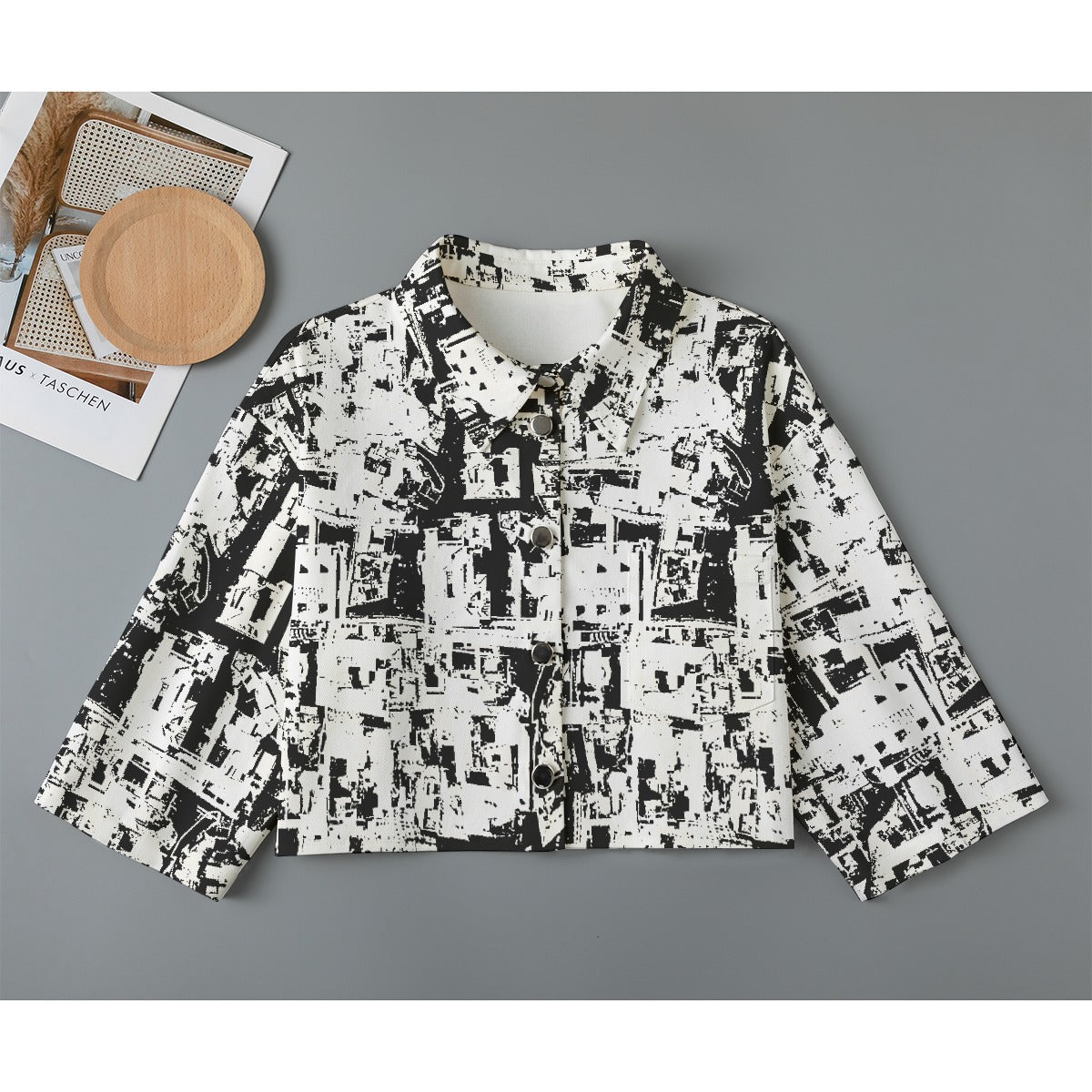 All-Over Print Women's Cropped Jacket | 245GSM Cotton