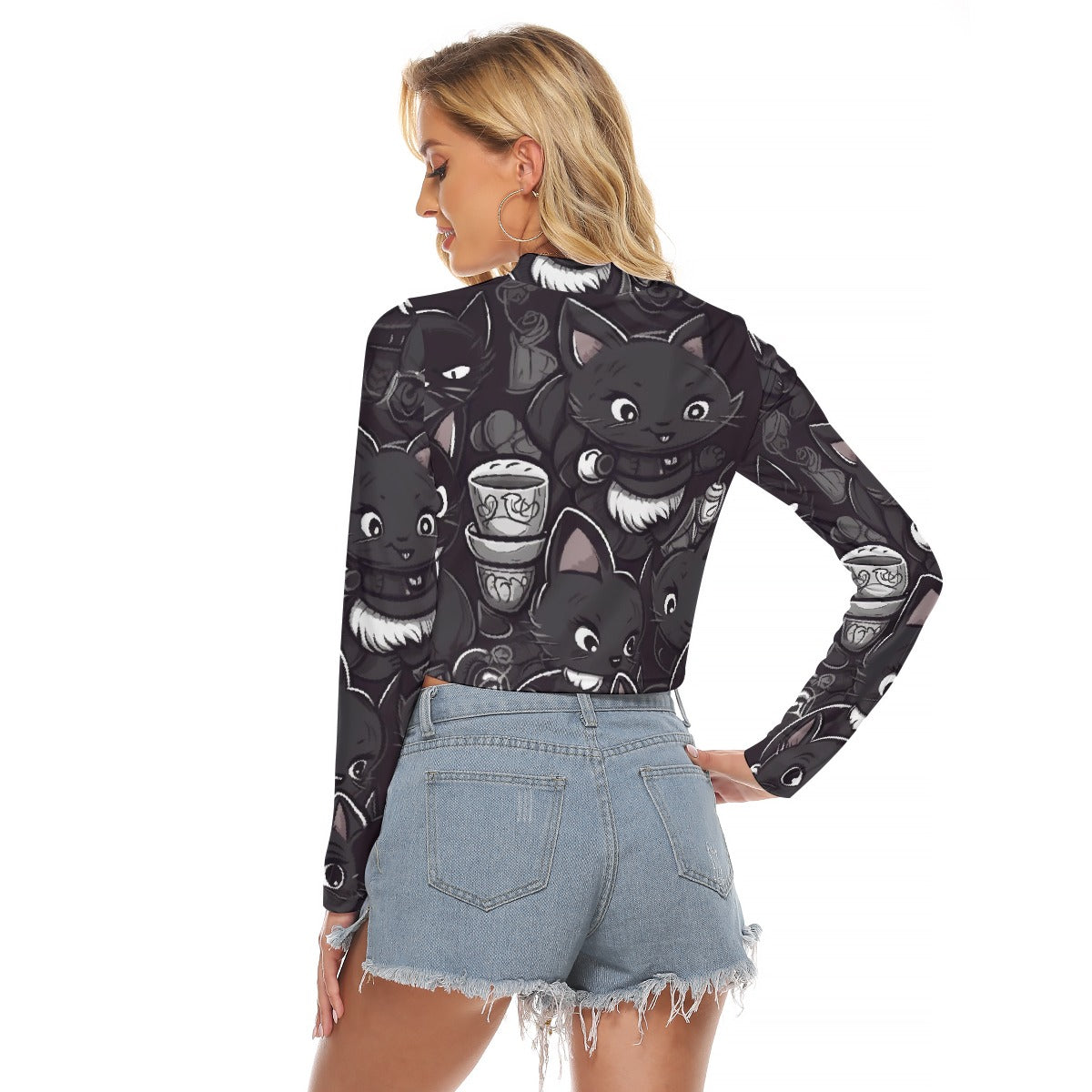 All-Over Print Women's Hollow Chest Keyhole Tight Crop Top