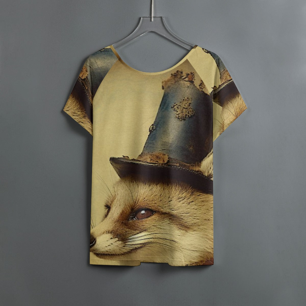 All-Over Print Women's Round Neck T-shirt With Raglan Sleeve