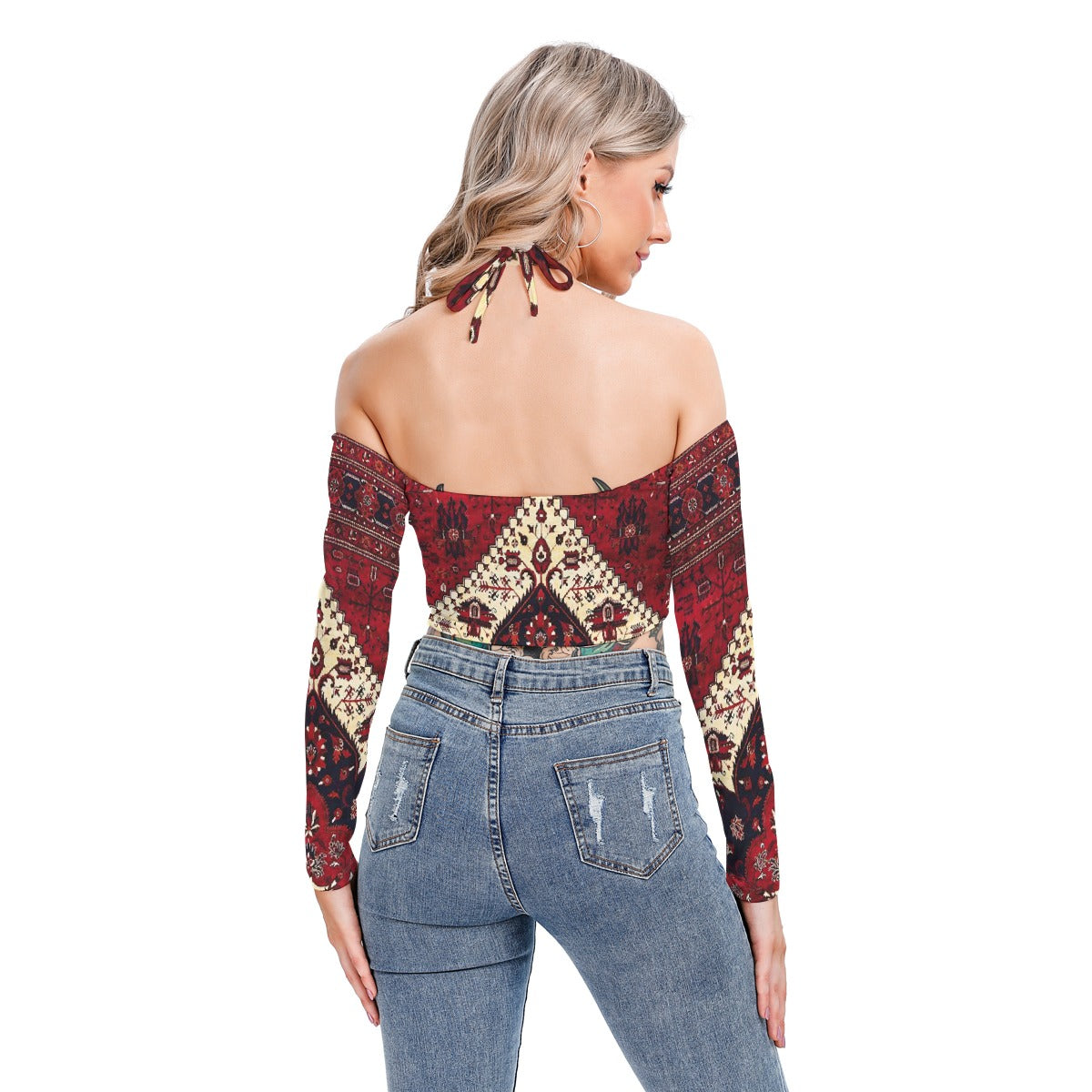 All-Over Print Women's Halter Lace-up Top