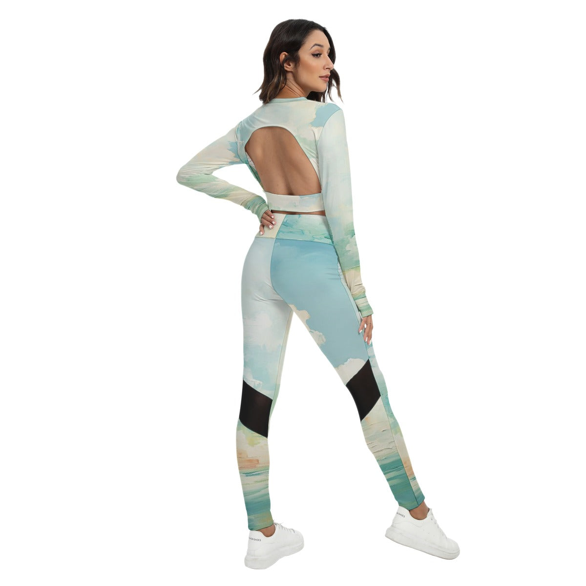 All-Over Print Women's Sport Set With Backless Top And Leggings