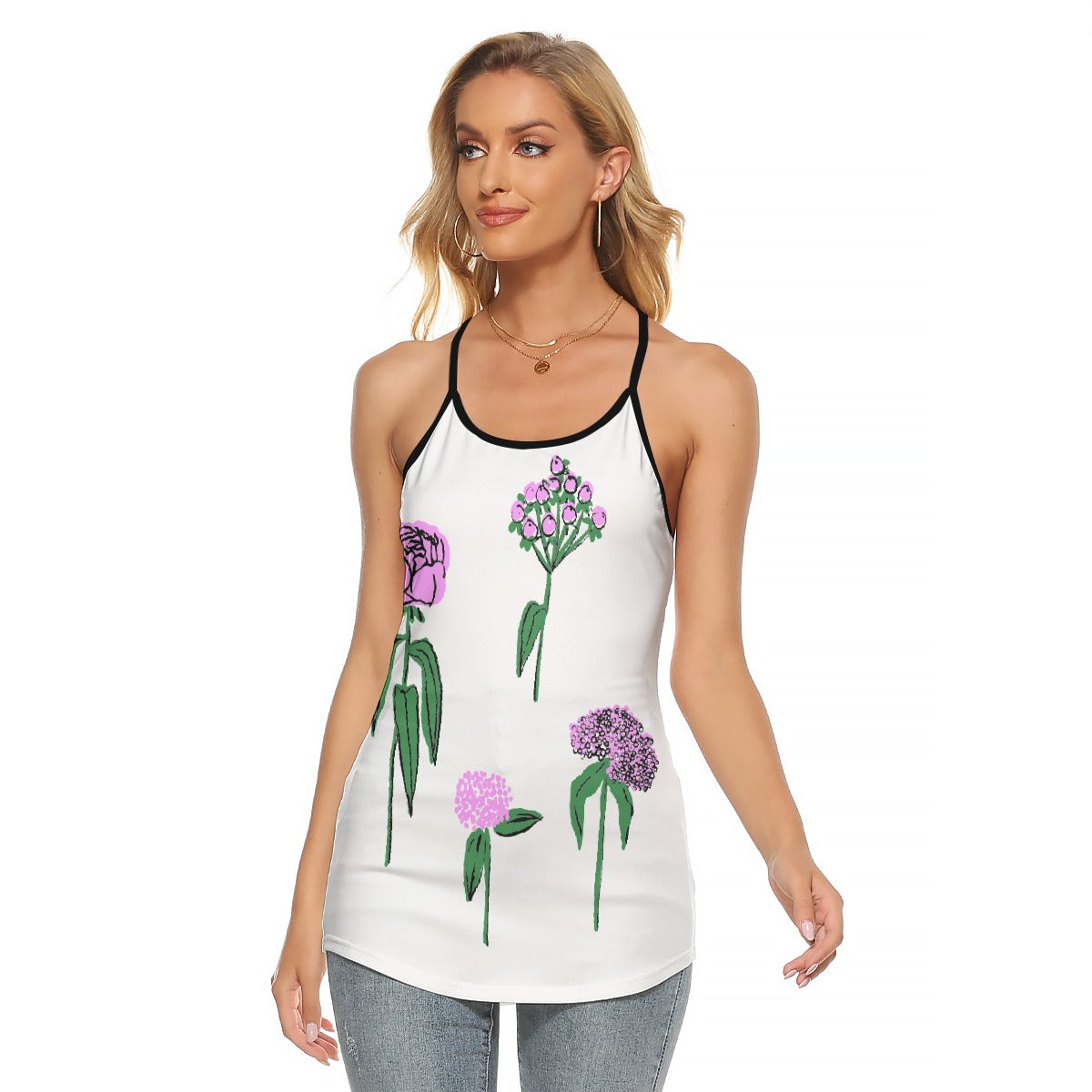 All-Over Print Women's Criss-Cross Open Back Tank Top