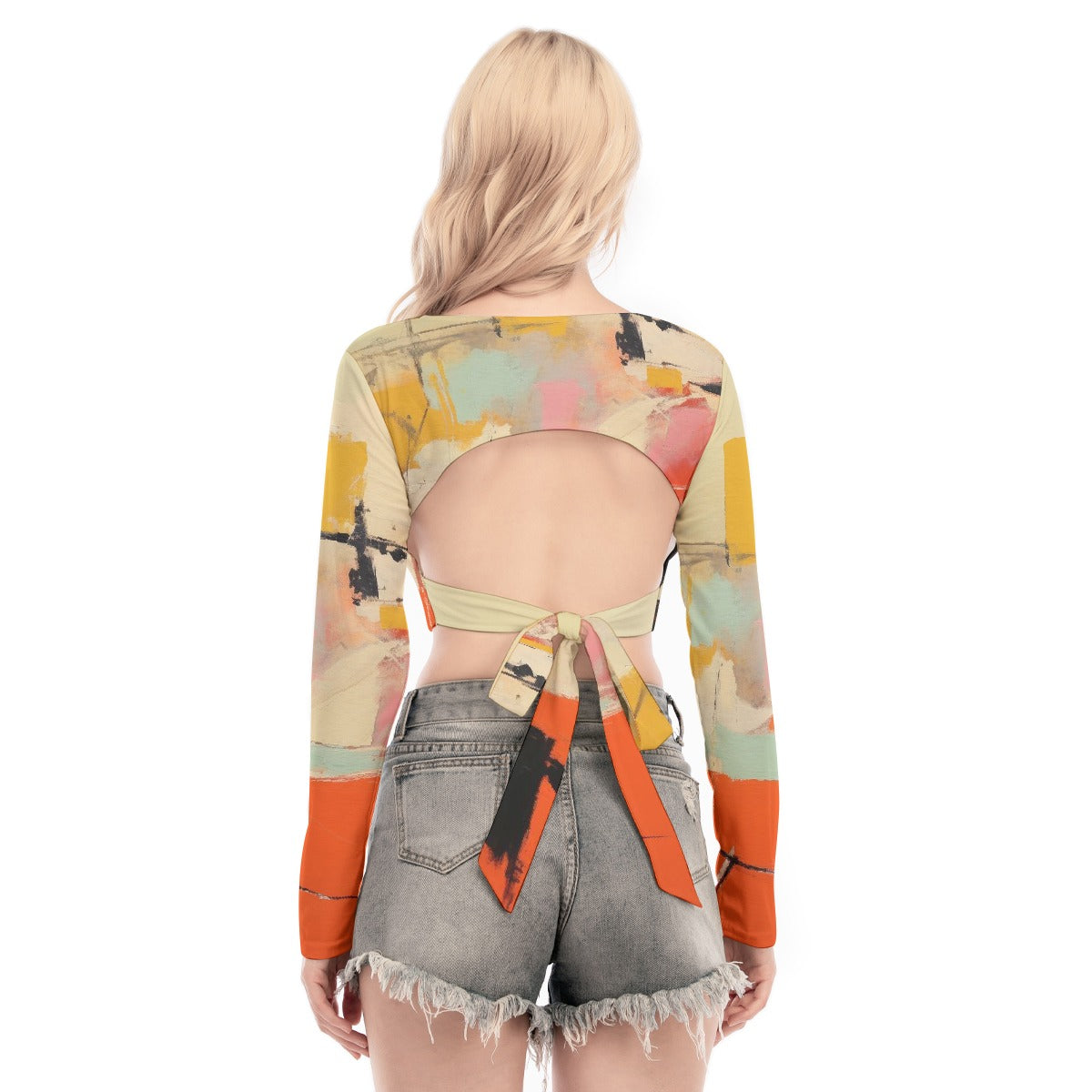 All-Over Print Women's Back Hollow T-shirt With Strap