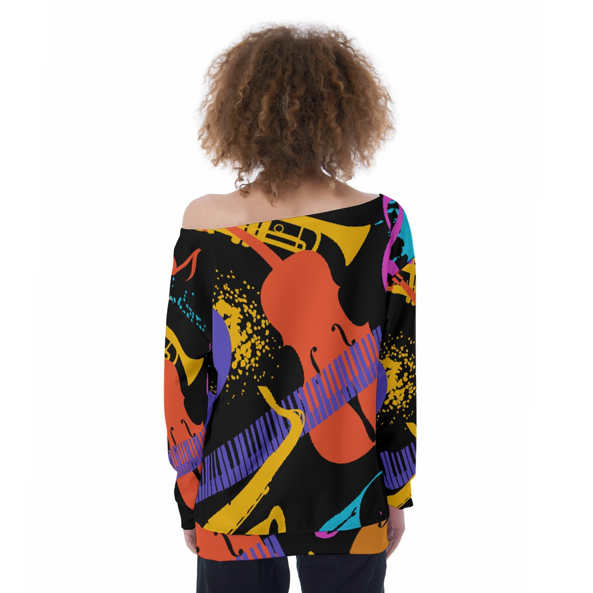 All-Over Print Oversized Women's Off-Shoulder Sweatshirt