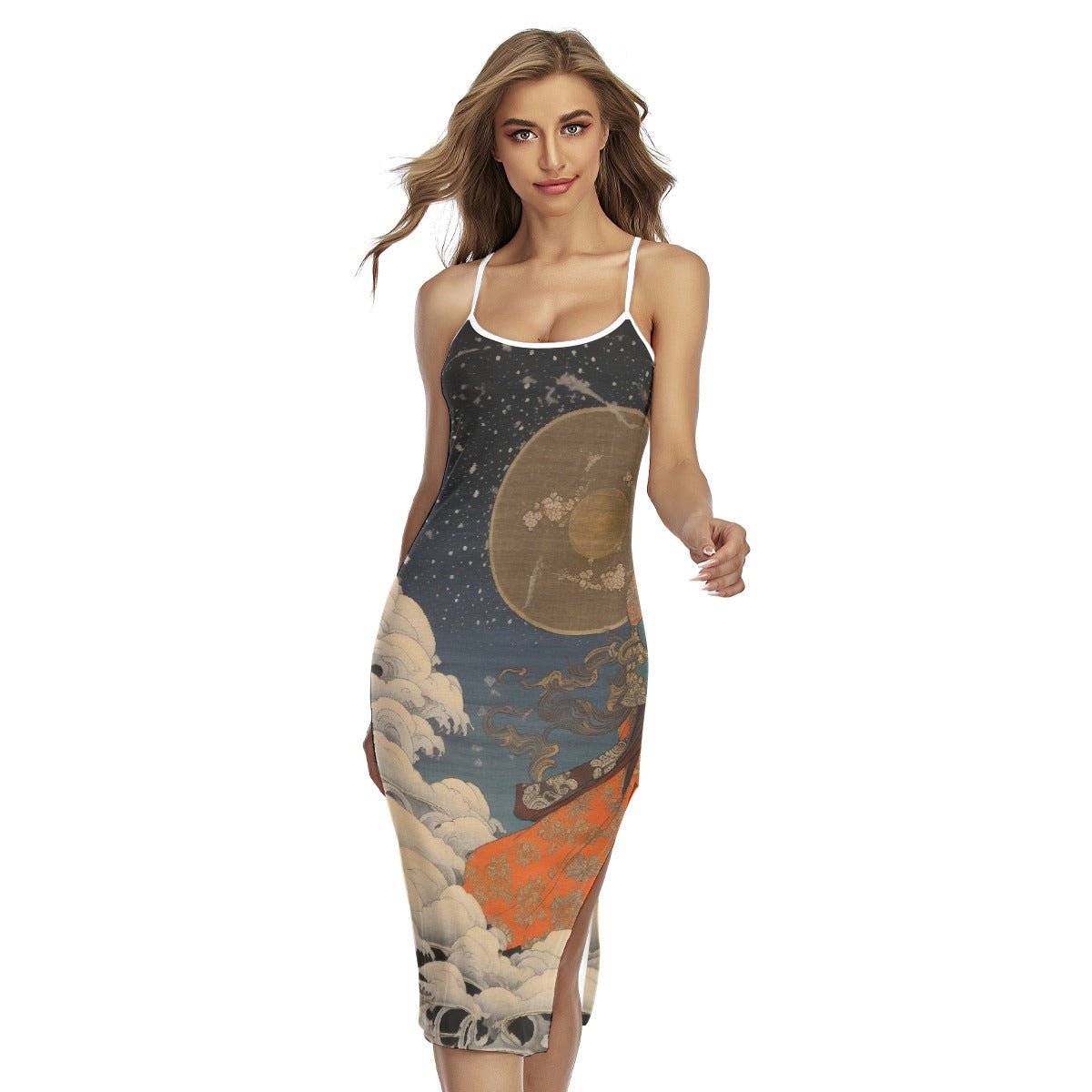 All-Over Print Women's Back Cross Cami Dress