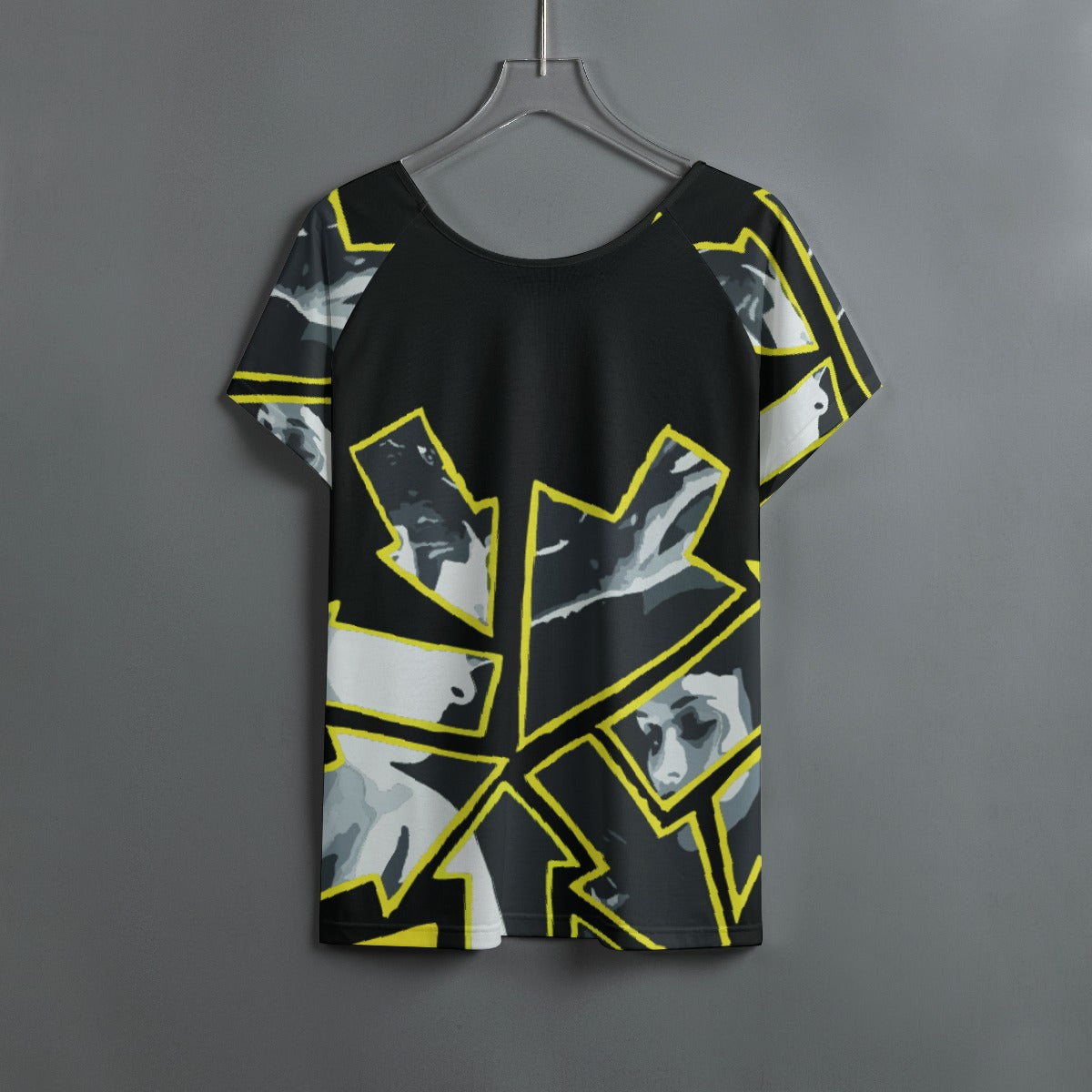All-Over Print Women's Round Neck T-shirt With Raglan Sleeve