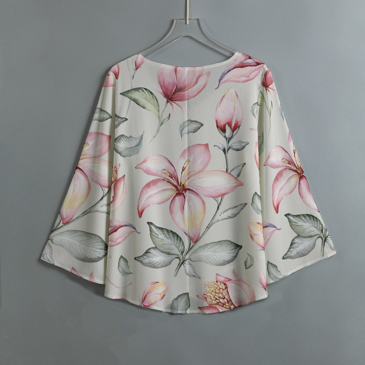 All-Over Print Women's V-neck T-shirt With Irregular Hem