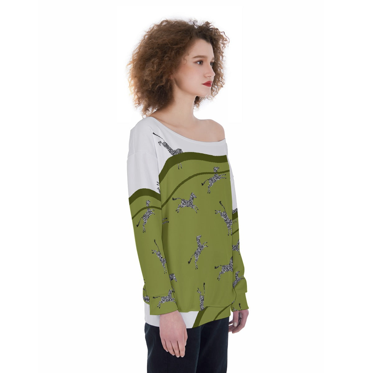 All-Over Print Oversized Women's Off-Shoulder Sweatshirt