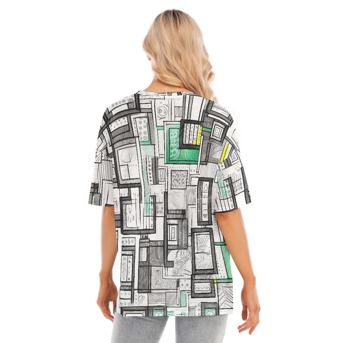 All-Over Print Women's Short Sleeves T-shirt With Hem Split