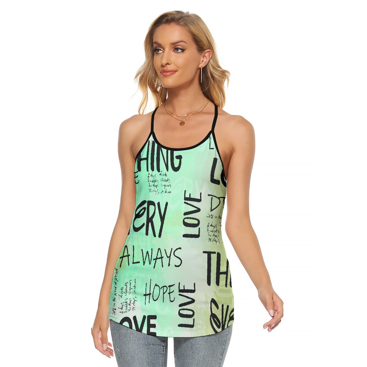 All-Over Print Women's Criss-Cross Open Back Tank Top