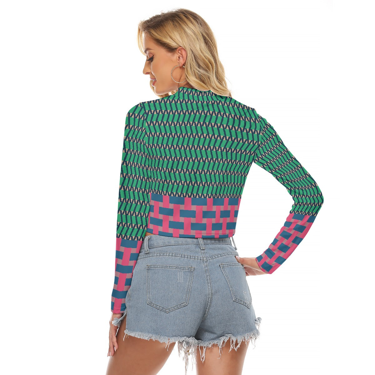 All-Over Print Women's Hollow Chest Keyhole Tight Crop Top