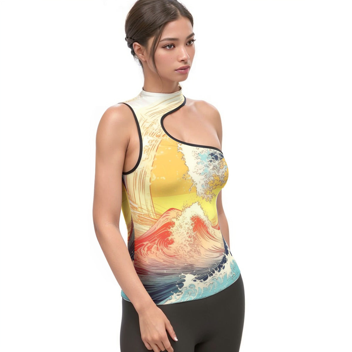 All-Over Print Women's Halter Sleeveless Asymmetrical Tank Top