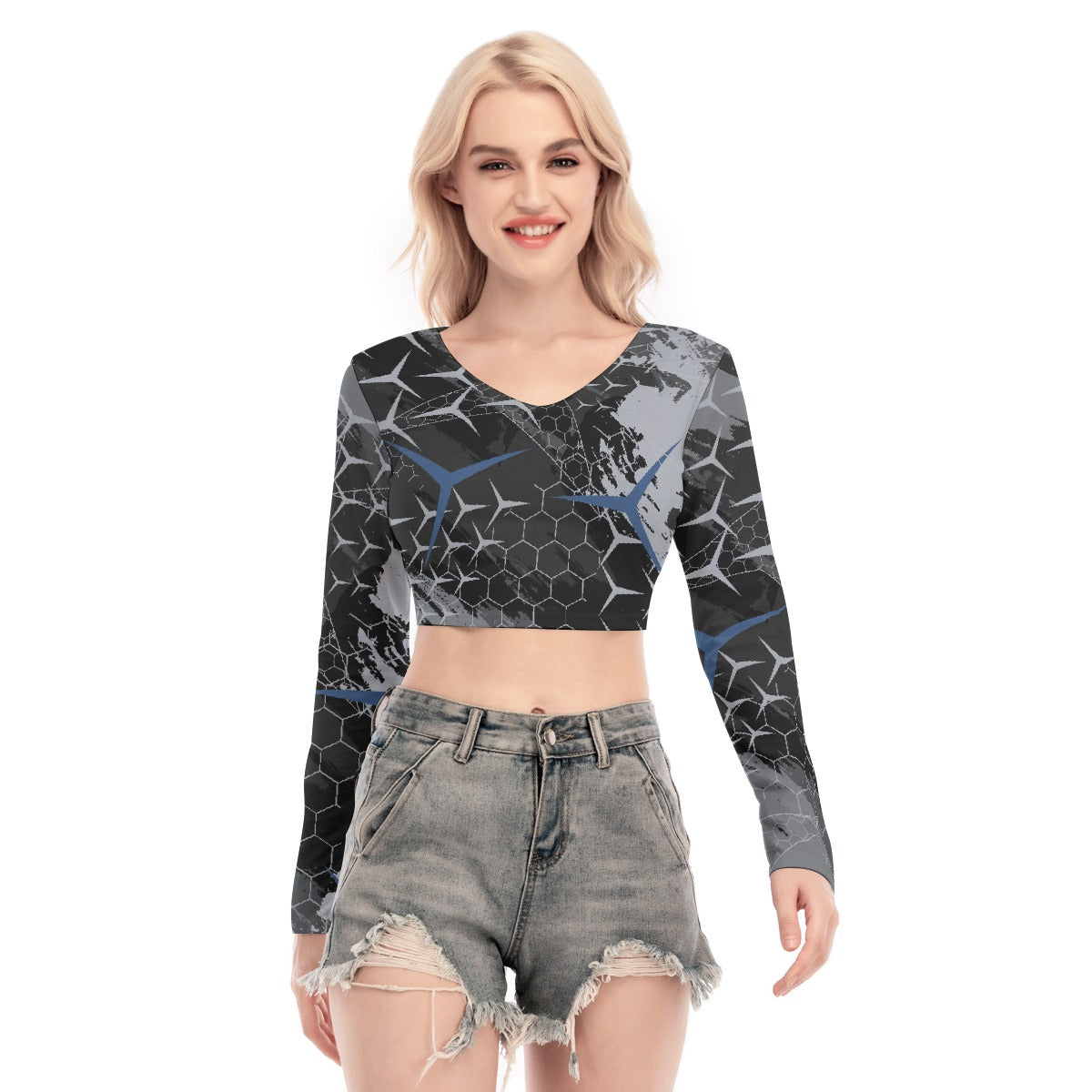 All-Over Print Women's Back Hollow T-shirt With Strap