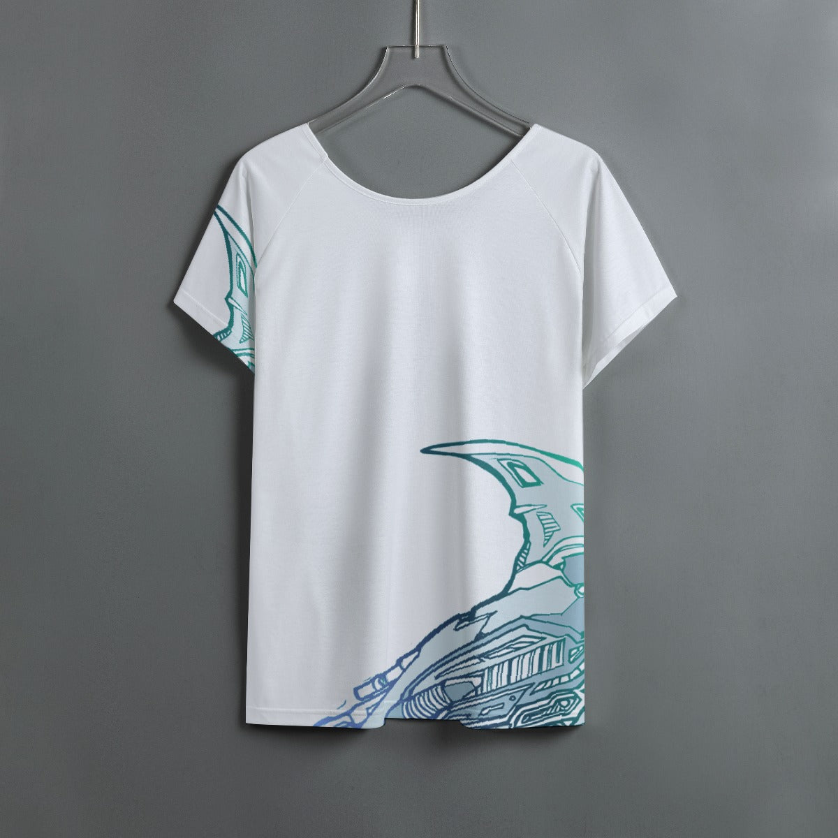 All-Over Print Women's Round Neck T-shirt With Raglan Sleeve