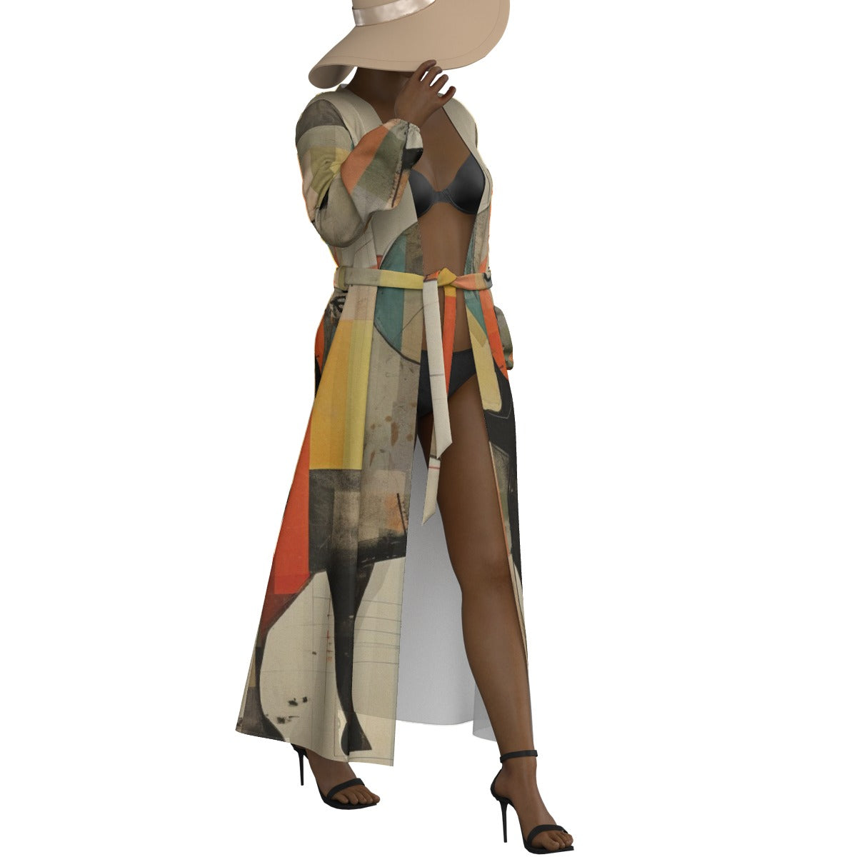 All-Over Print Women's Lace-up Chiffon Robe