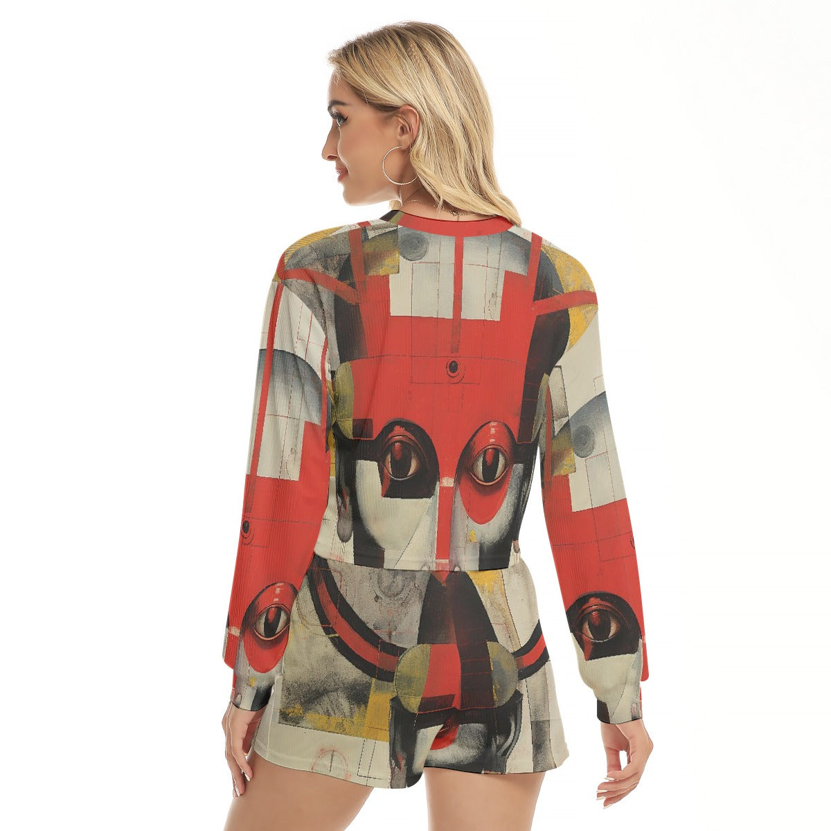 All-Over Print Women's Short Sweatshirt And Pants Suit