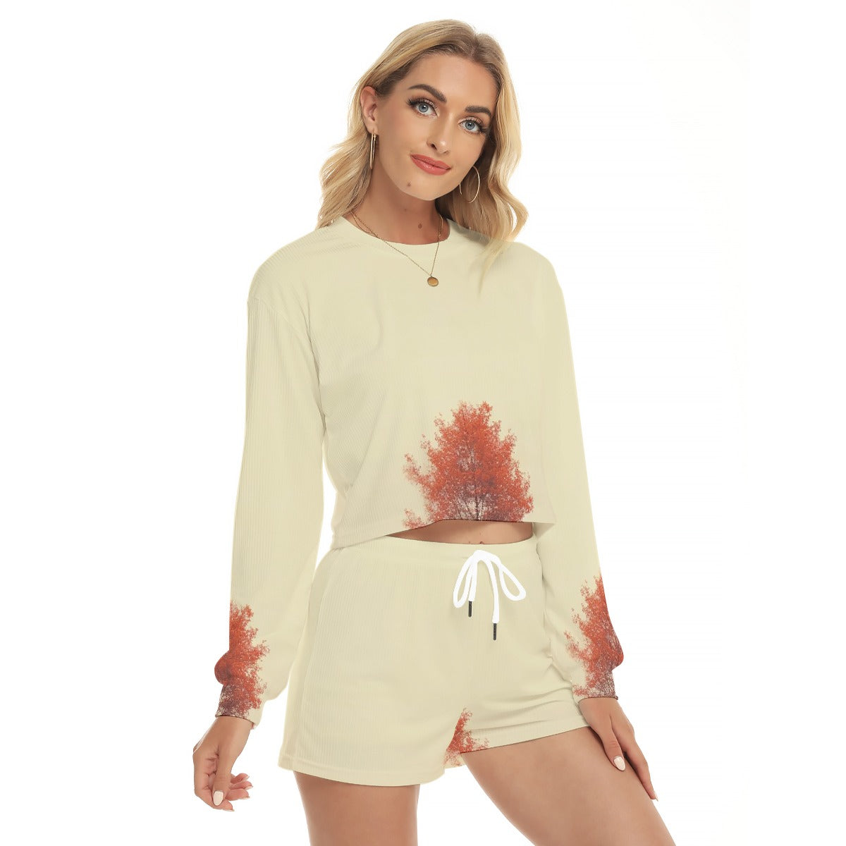 All-Over Print Women's Short Sweatshirt And Pants Suit