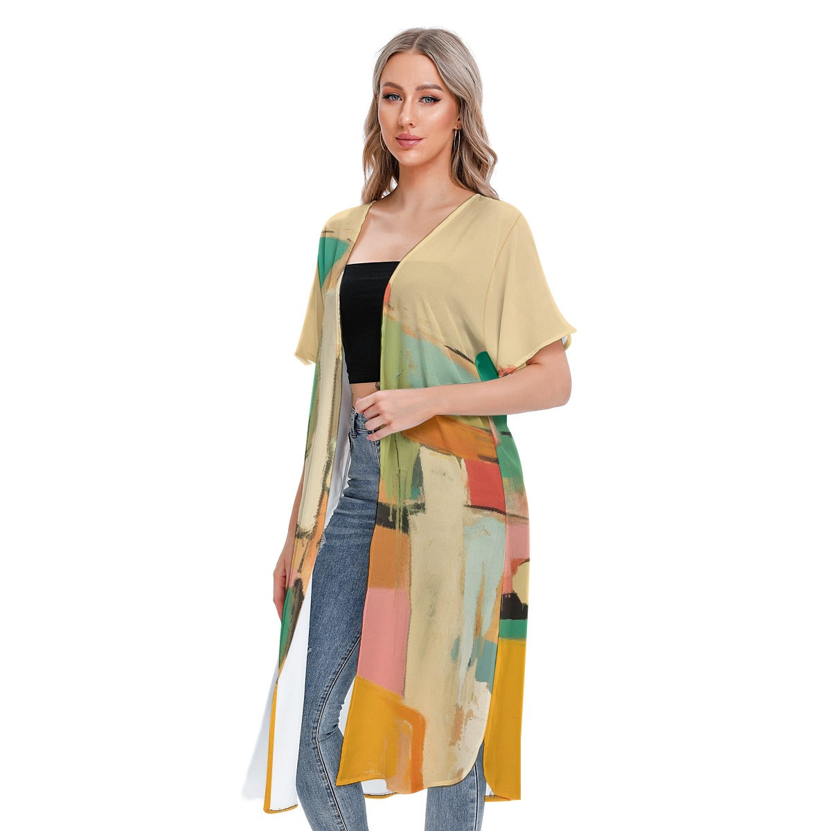 All-Over Print Women's Short Sleeve Cardigan