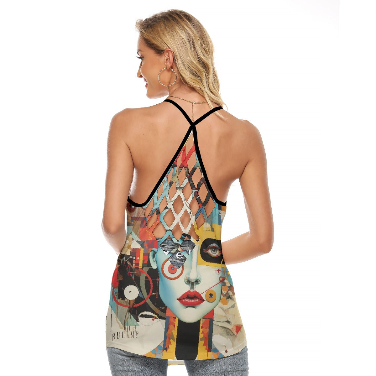 All-Over Print Women's Criss-Cross Open Back Tank Top
