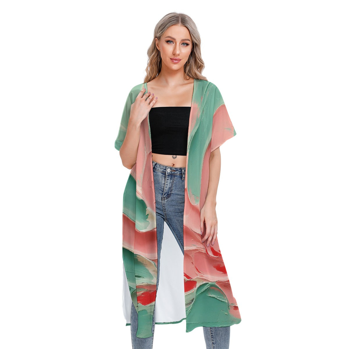 All-Over Print Women's Short Sleeve Cardigan