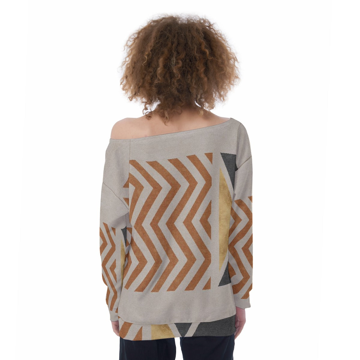 All-Over Print Oversized Women's Off-Shoulder Sweatshirt