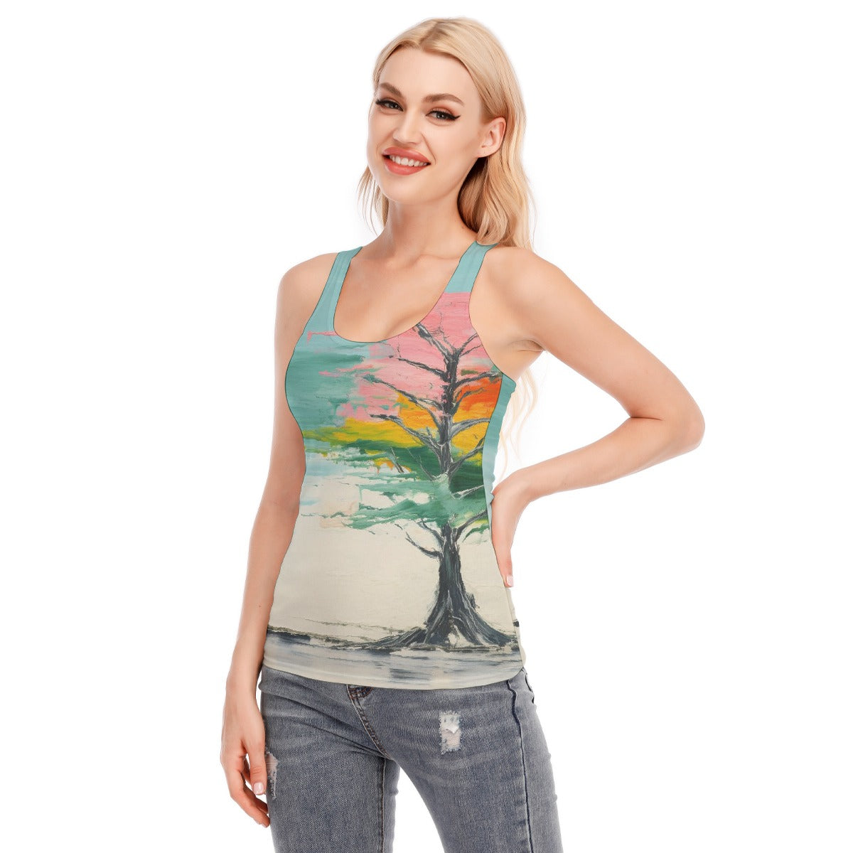 All-Over Print Women's Racer Vest | 190GSM Cotton