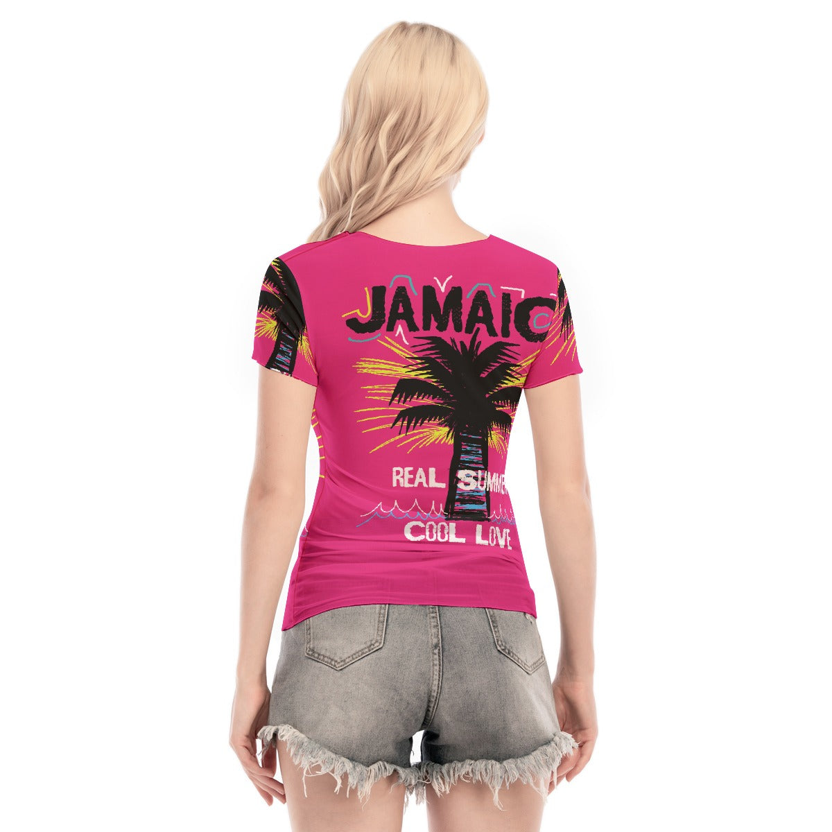 All-Over Print Women's Short Sleeve Mesh Blouse