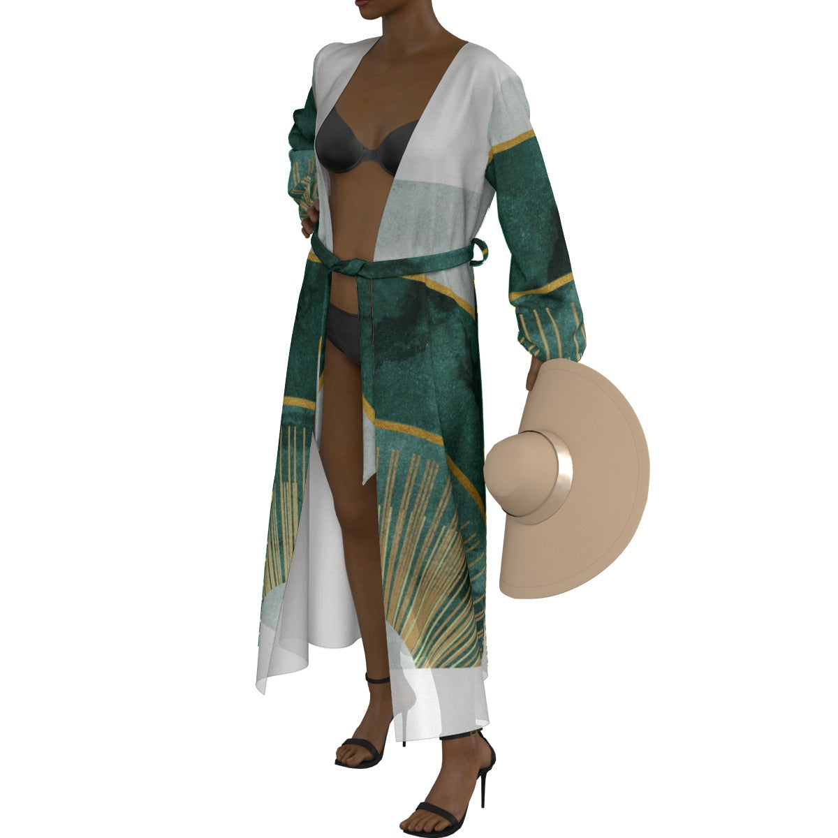 All-Over Print Women's Lace-up Chiffon Robe