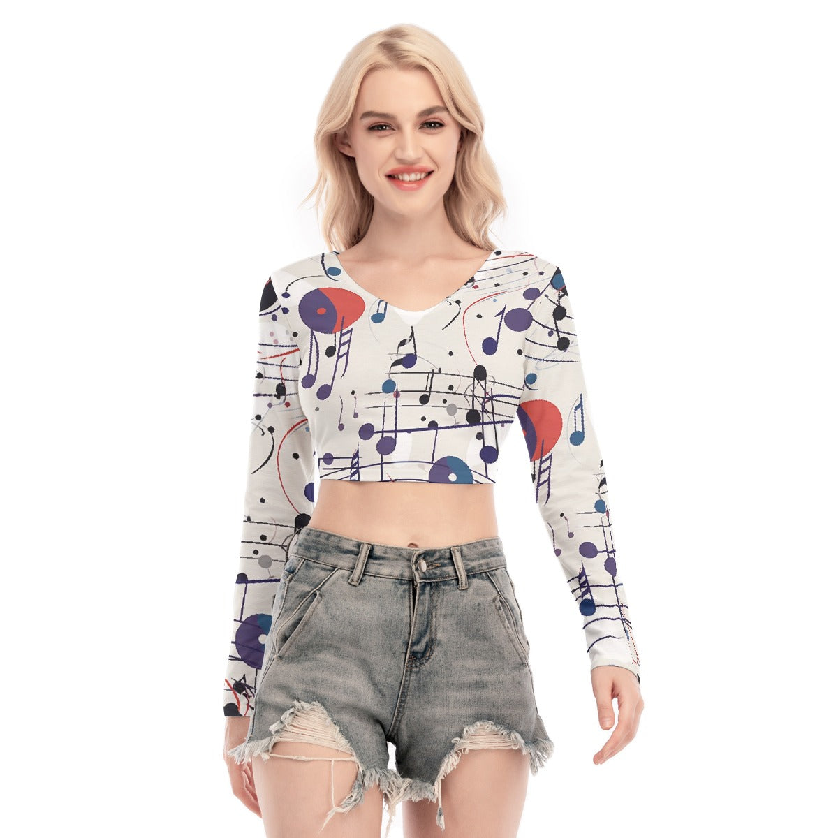 All-Over Print Women's Back Hollow T-shirt With Strap