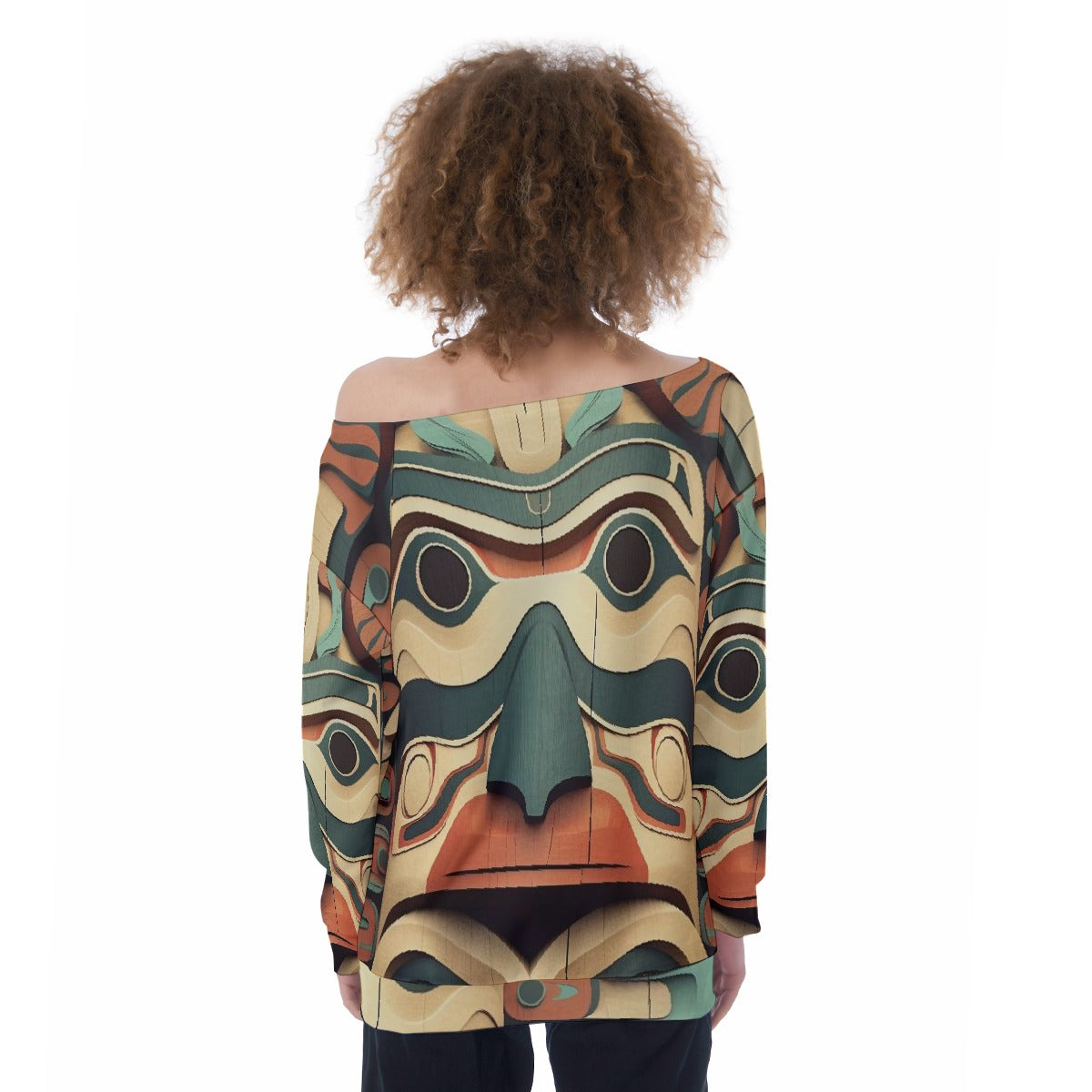 All-Over Print Oversized Women's Off-Shoulder Sweatshirt