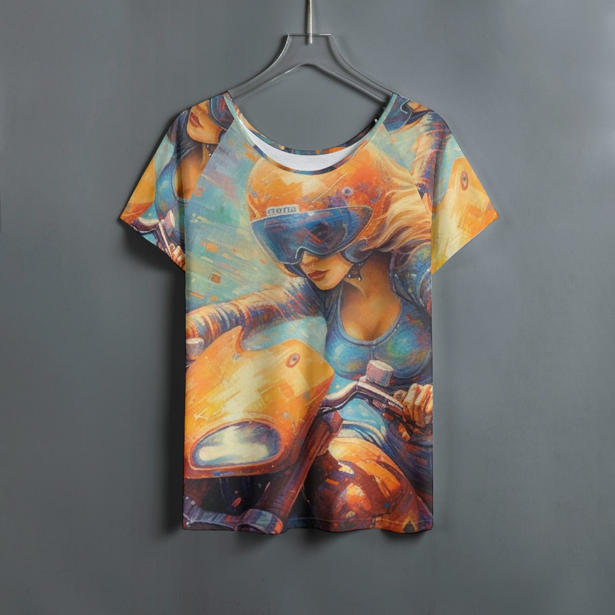 All-Over Print Women's Round Neck T-shirt With Raglan Sleeve