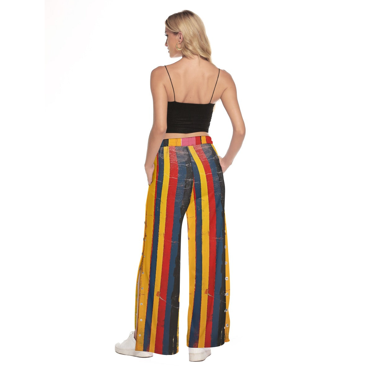 All-Over Print Women's Side Slit Snap Button Trousers