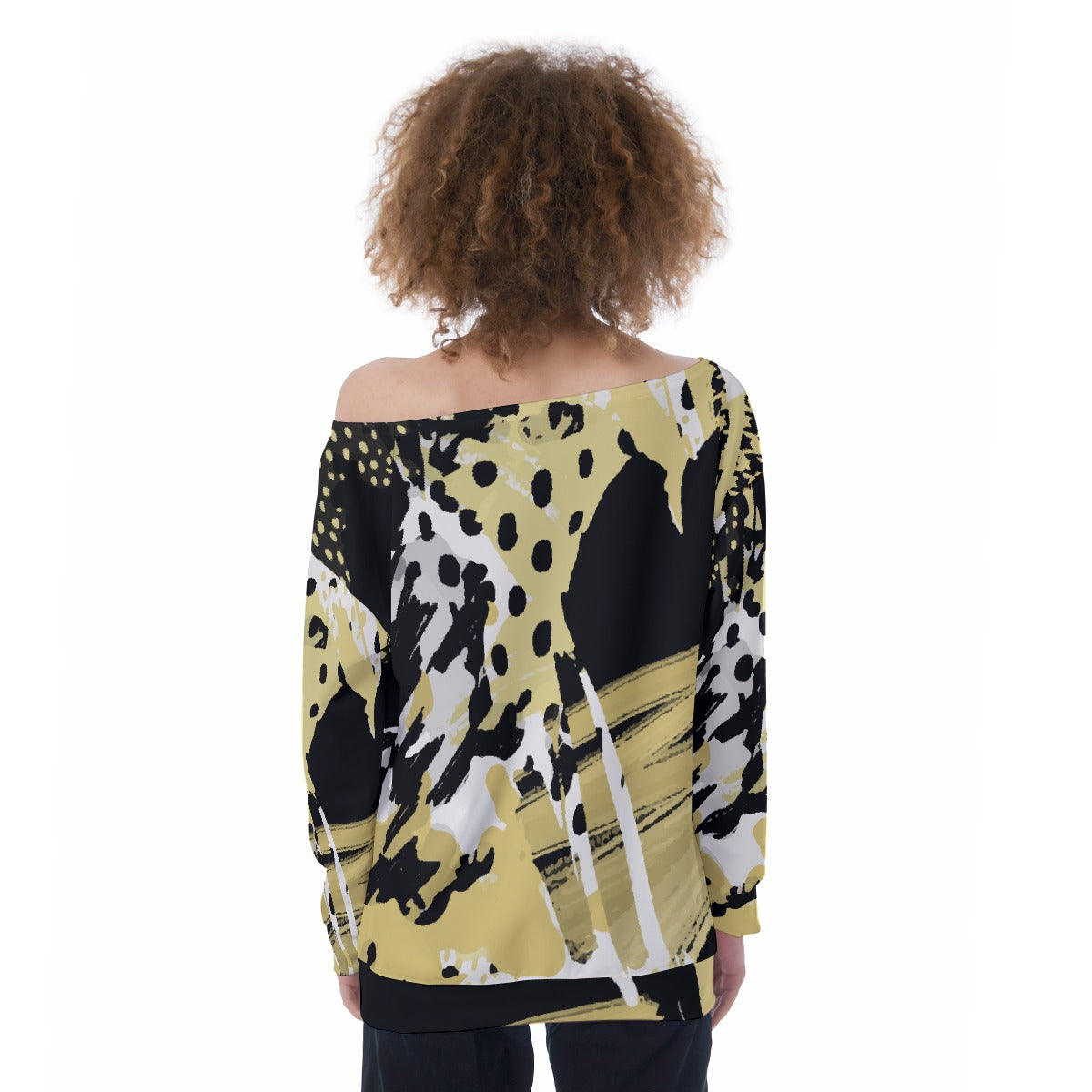 All-Over Print Oversized Women's Off-Shoulder Sweatshirt