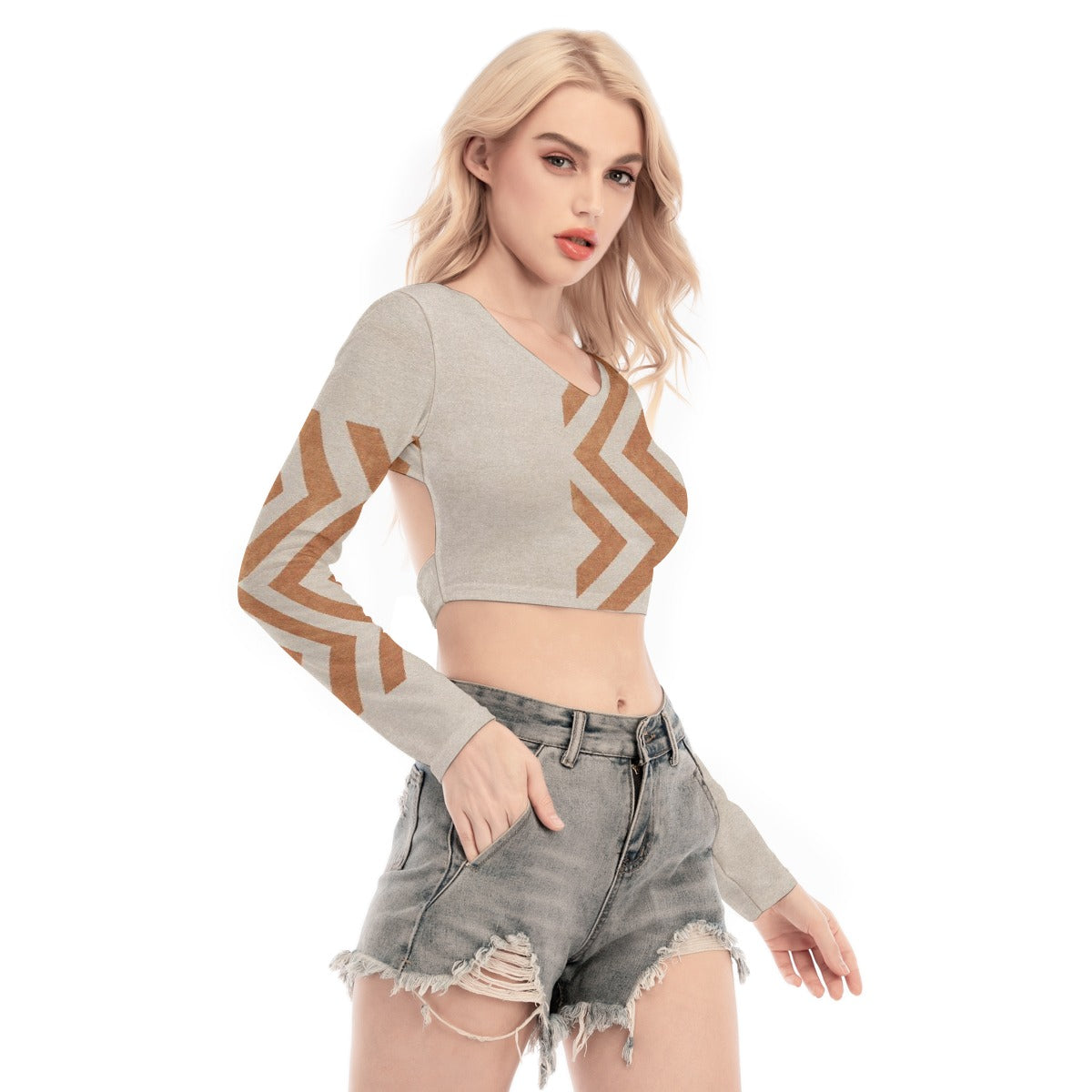 All-Over Print Women's Back Hollow T-shirt With Strap