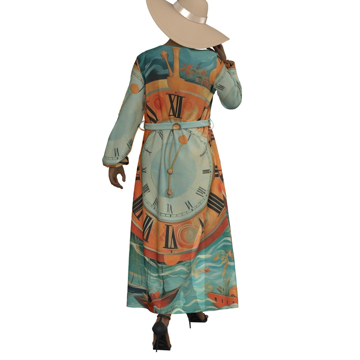 All-Over Print Women's Lace-up Chiffon Robe