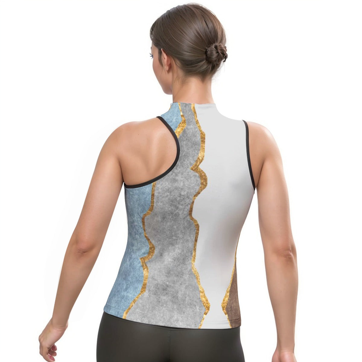 All-Over Print Women's Halter Sleeveless Asymmetrical Tank Top