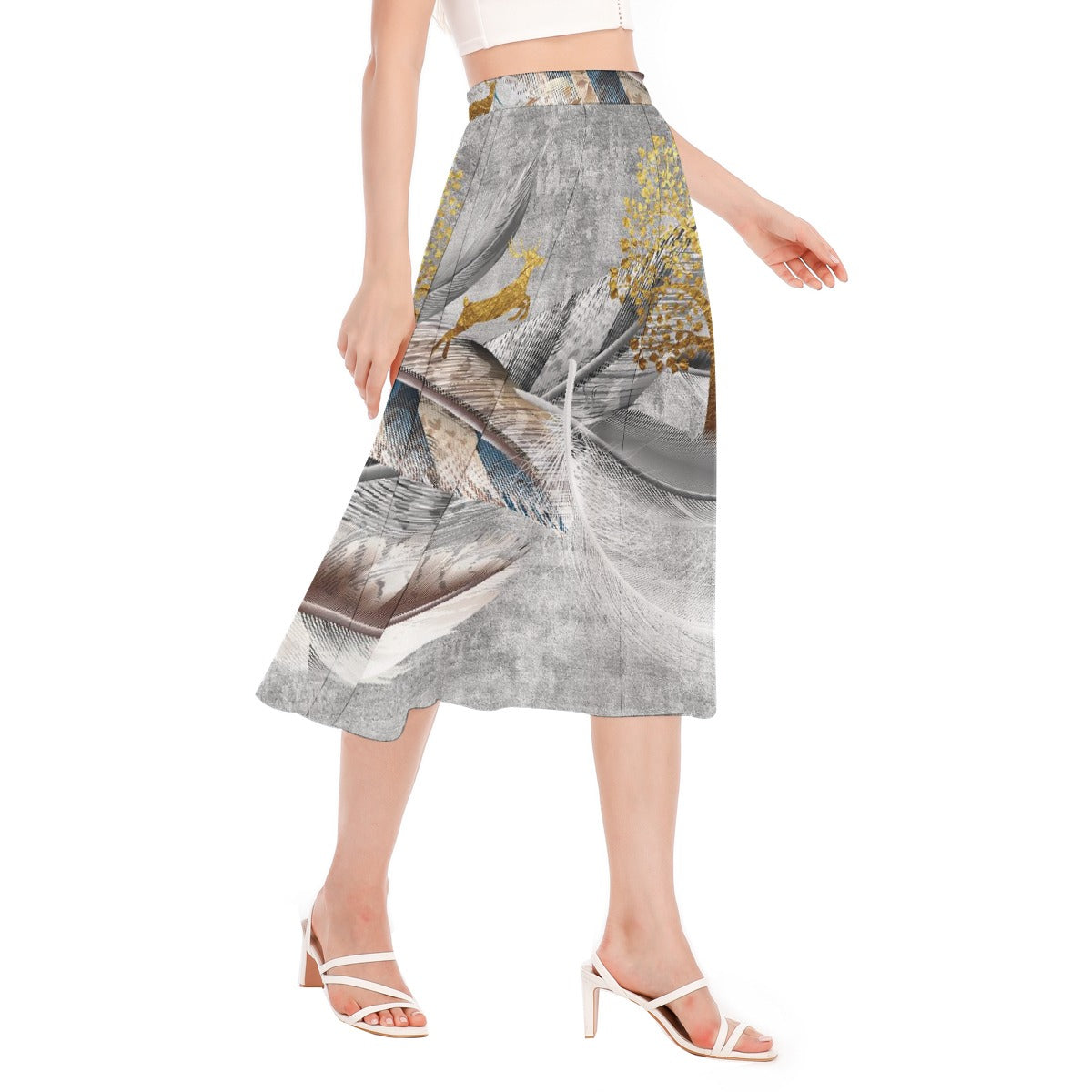 All-Over Print Women's Long Section Chiffon Skirt