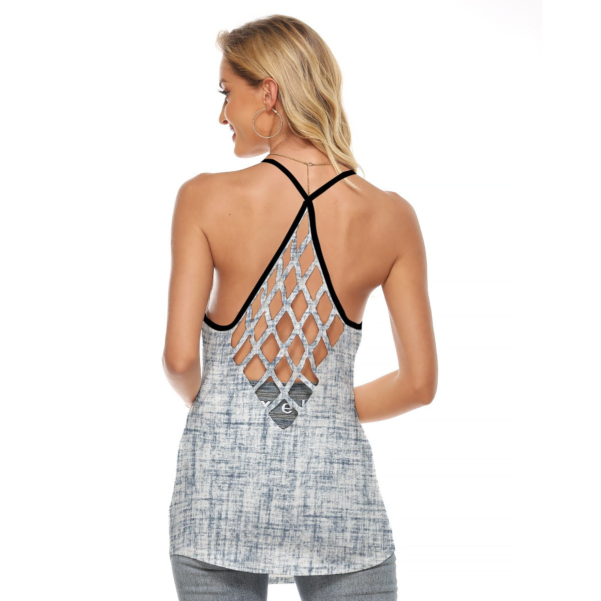 All-Over Print Women's Criss-Cross Open Back Tank Top