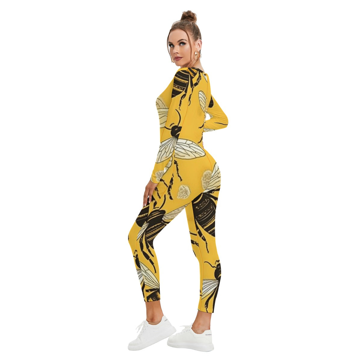 All-Over Print Women's Plunging Neck Jumpsuit