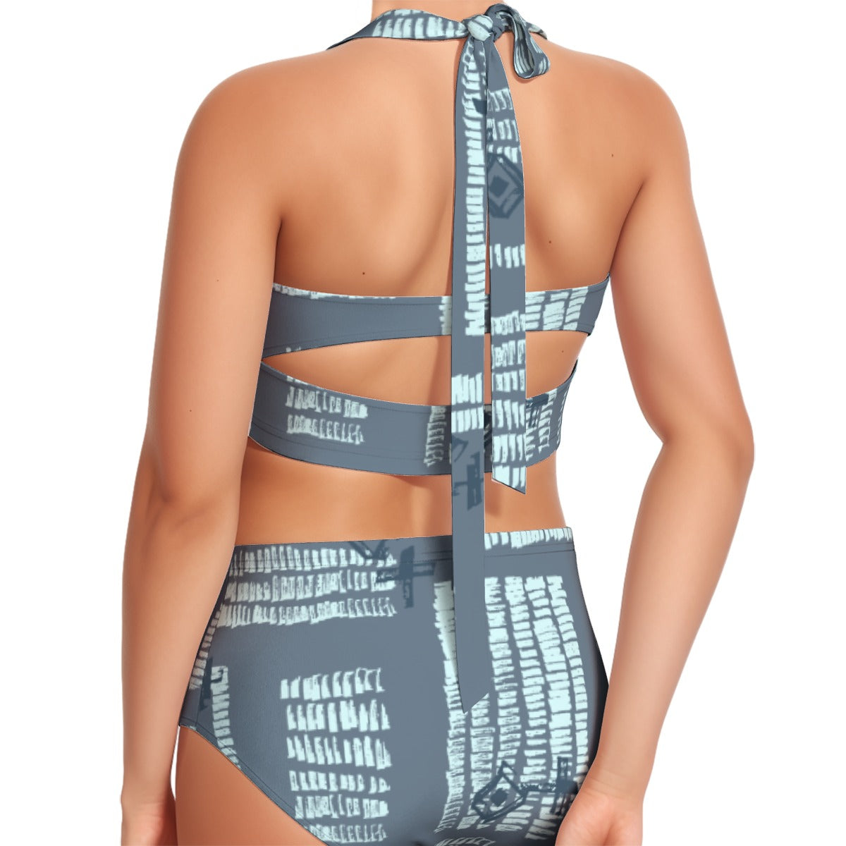 All-Over Print Women's Swimsuit Set With Halter