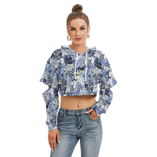 All-Over Print Women's Heavy Fleece Hoodie With Hollow Out Sleeve